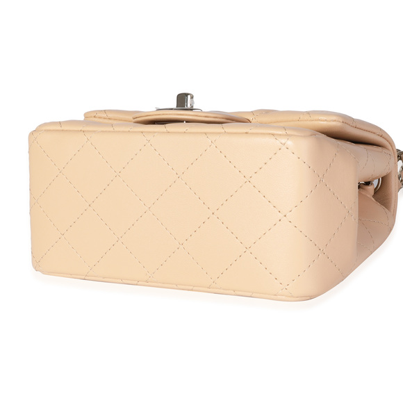 Chanel Beige Quilted Lambskin Mini Square Classic Flap Bag - Picture 6 of 7